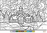 Winter Number Color Coloring Town Pages Printable Christmas Numbers Worksheets Colouring Supercoloring Adult Adults Sheets Dot Nature Puzzle sketch template
