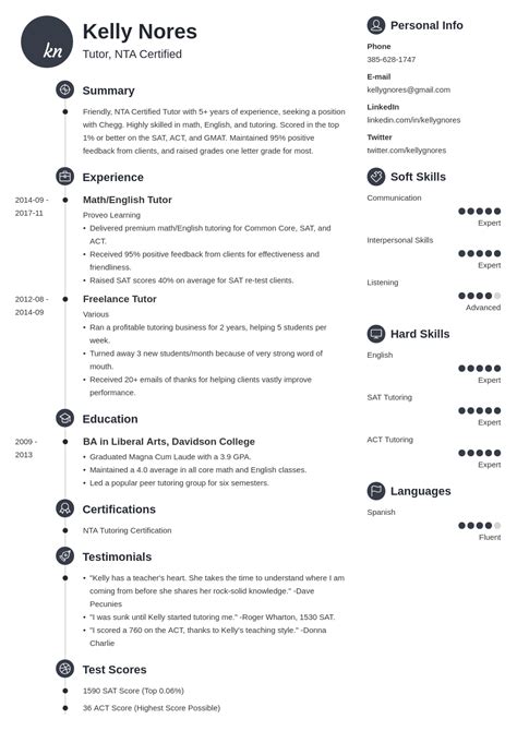 tutor resume sample guide  tutoring examples