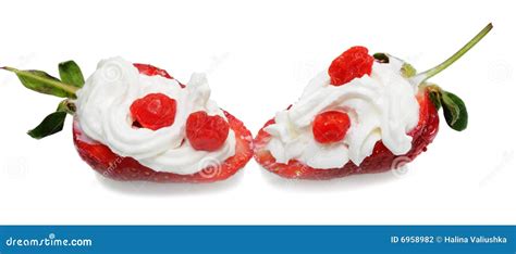 strawberry  cream stock photo image  health dessert