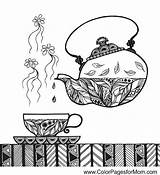 Coloring Pages Coffee Color Mandala Tea Adults Zentangle Adult Mandalas Printable Food Cup Teapots Creative Books Choose Colorpagesformom Sheets Grown sketch template