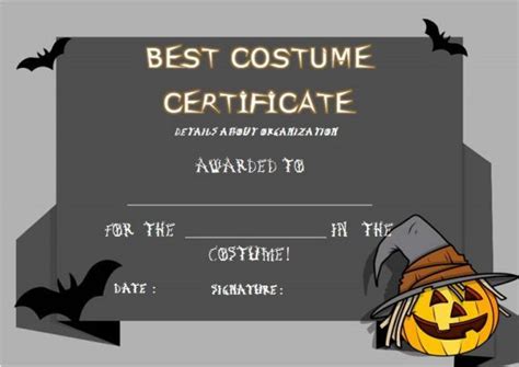 costume certificate template cool halloween costumes