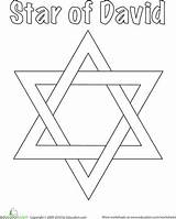 Star David Coloring Pages Kids Jewish Worksheets Education Printable Template Crafts Pattern Symbols Colouring Hanukkah sketch template