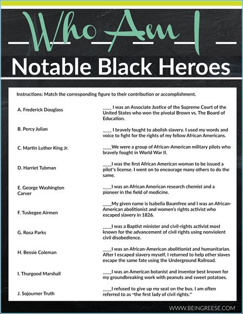 black history month trivia printables worksheet resume examples