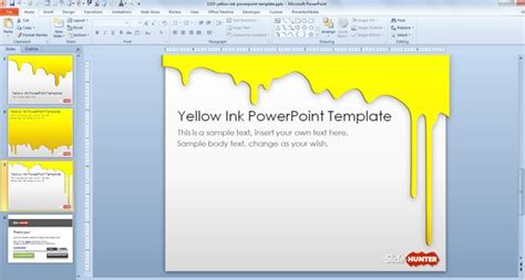 yellow ink powerpoint template  powerpoint