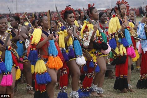 topless virgins parade in front of swazi king to celebrate chastity and