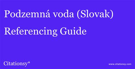 podzemna voda slovak referencing guide podzemna voda slovak