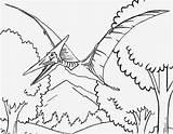 Dinosaur Coloring Drawing Pages Kids Color Pteranodon Printable Dino Dinosaurs Flying Line Easy Clipart Dan Print Simple Book Fly Volcano sketch template