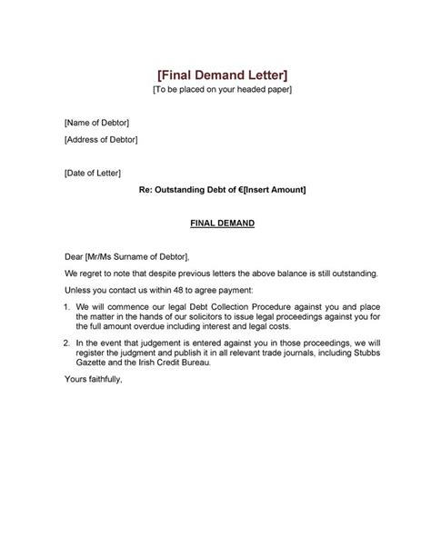 sample demand letter  payment lettering letter templates