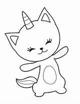 Coloring Cat Pages Easy Cute Kids Cartoon Printables Caticorn Adults sketch template