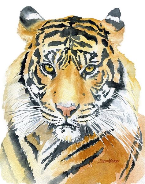 tiger watercolor painting    giclee fine art print etsy