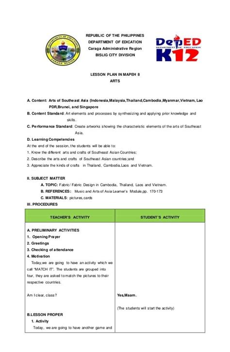 mapeh  grade  module  answer key lesson plan  mapeh grade
