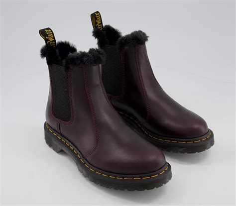 dr martens  leonore fur lined chelsea boots oxblood atlas ankle boots