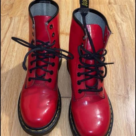 dr martens shoes  martens red patent leather boot poshmark