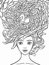 Coloring Pages Hair Crazy Long Adult Wacky Girl Drawing Beautiful Nerd Adults Printable Animal Color Print People Fine Hairstyle Kids sketch template