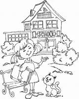 Coloring School Pages Kids House Printable Fullsize sketch template