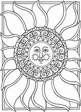 Coloring Moon Pages Sun Stars Adult Eclipse Printable Mandala Drawing Books Solar Adults Colouring Color Celestial Phases Sheets Book Star sketch template