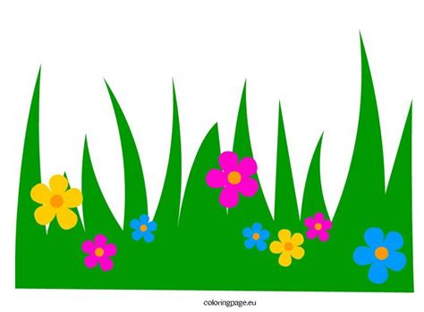 grass  flowers clip art coloring page spring coloring pages