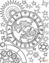 Zodiac Pisces Printable sketch template