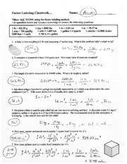 factor label worksheet  answers factor labeling classwork  show  work