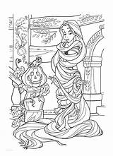 Coloring Pages Tangled Rapunzel Disney Kids Halloween Color Printable Princess Hair Coloriage Book Print Tied Long Her Tumblr Colouring Pumpkin sketch template