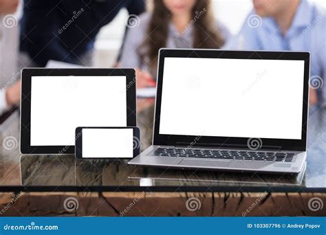 modern electronic devices  office desk stock photo image  businessman electronic