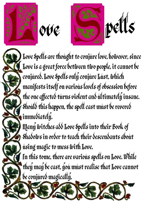 book  shadows pages love spells