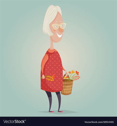 Old Lady Cartoon Character With Glasses