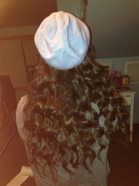 long curly hair   beanie