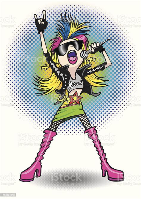 rock star teen girl character stock illustration download image now