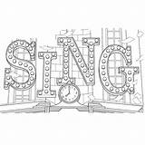 Coloring Pages Sing Movie Kids Color Lighted Sign Drawing Title Library Clipart Coloringhome Technical sketch template