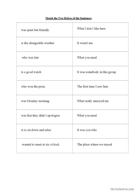 cleft sentences english esl worksheets