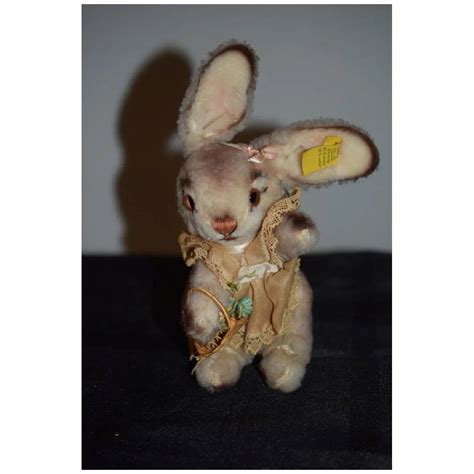 vintage steiff bunny rabbit  button tag  dressed