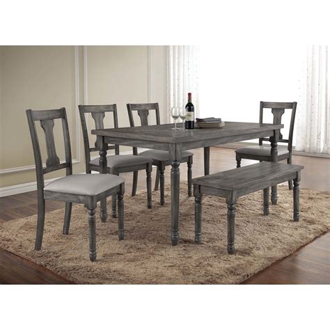 master furniture demi grey wood  veneer distressed dining table