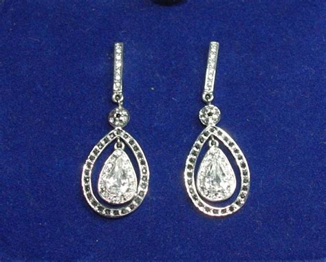 jackie kennedy jewelry set silver  crystal teardrop necklace  earrings  certificate