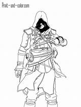 Creed Coloring Pages Assassin Color Edward Kenway Print Odyssey Drawing Flag Printable Template sketch template