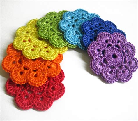 handmade crocheted flower appliques motifs   kikamoracrafts