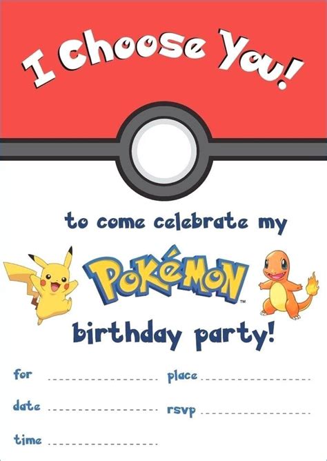 printable pokemon invitations printable templates