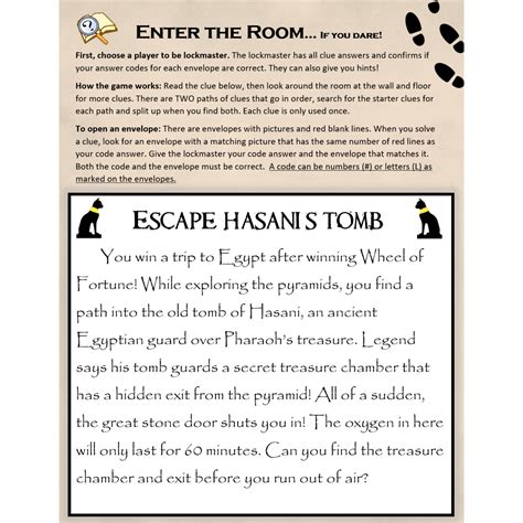 tomb escape room game adventure party game printable  kids