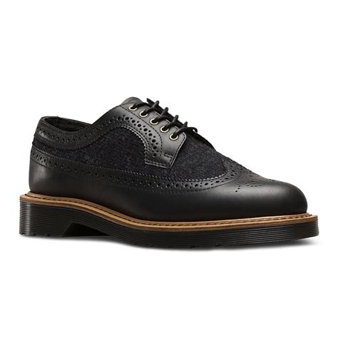 dr martens  mens leather  wool brogue shoes black dark grey