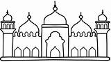 Mosque Ramadan Easy Draw Step sketch template