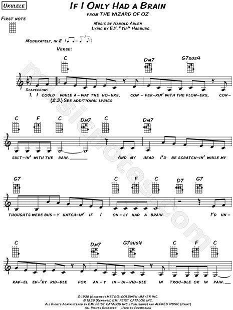 If I Only Had A Brain From The Wizard Of Oz Sheet Music Leadsheet