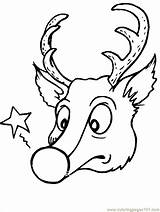 Coloring Rudolph Pages Reindeer Christmas Red Clipart Nosed Cartoon Nose Clip Kids Drawing Printable Cliparts Deer Library Head History Print sketch template