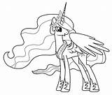 Pony Celestia Little Coloring Pages Princess sketch template