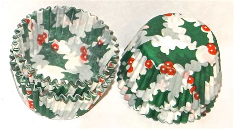holly print paper candy cup cups  pack candy making supplies