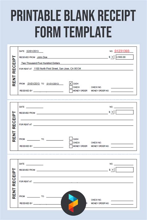 blank cash receipt template printable form templates  letter