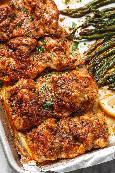 oven baked chicken thighs recipe  asparagus eatwell