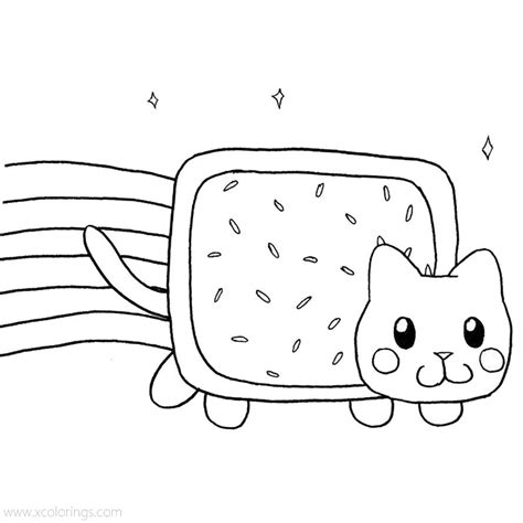 nyan cat coloring pages lineart xcoloringscom
