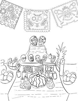 mexican ofrenda coloring page  teachingrealspanish tpt