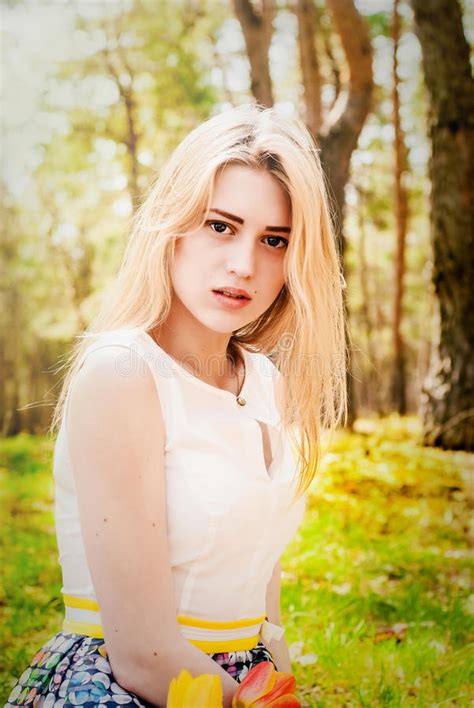 beautiful blonde woman outdoor stock image image of cute caucasian