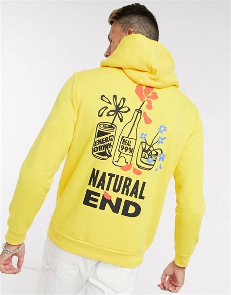 bershka hoodie  chest  print  yellow mens sweatshirts hoodie bershka hoodie
